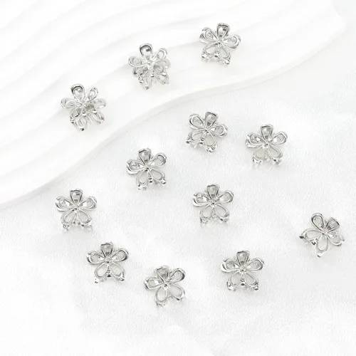 Miniatura 6 de YISSION Pinzas para el cabello – 12 bonitos pasadores de flores pequeñas y mini pinzas de metal plateado para mujeres, niñas, cabello fino/grueso