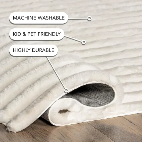 Miniatura 6 de nuLOOM SuperiorWash Collection Kai Blanco Hueso, 5 x 8 pies, esponjosa y acogedora, de alto tráfico, resistente a las manchas, fácil de limpiar, Kai