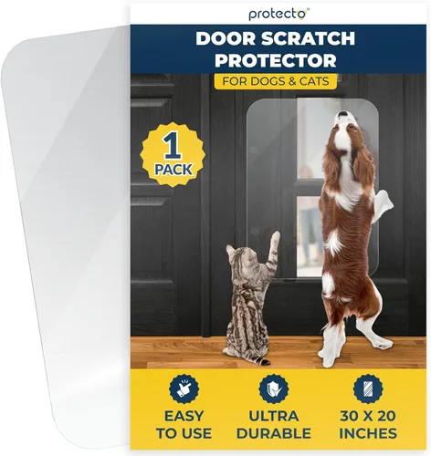 Miniatura 12 de PROTECTO Paquete de 2 protectores de puerta resistentes contra arañazos de perros, 30 x 20 pulgadas, protector de arañazos de puerta transparente