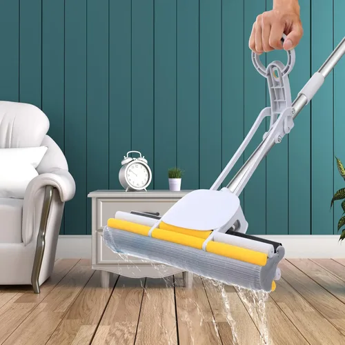 Miniatura 4 de PVA - Trapeadores de esponja para limpieza de suelos con mango largo de 60 pulgadas, mopa autoescurrible con cabezal de 15 pulgadas para azulejos