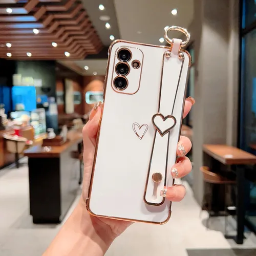 Miniatura 22 de ZTOFERA Funda diseñada para Samsung Galaxy S20 FE 5G, borde chapado de lujo, patrón de corazones de amor con pulsera y función atril, protección