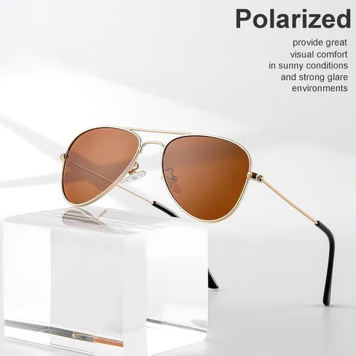 Miniatura 139 de Gleyemor Lentes de sol polarizados estilo aviador para niños y niñas, jóvenes, adolescentes, dos tamaños de 1.969 in y 2.047 in