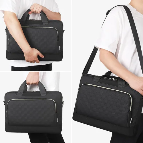 Miniatura 2 de DOMISO Bolsa para portátil de 15 a 15.6 pulgadas, maletín de negocios impermeable con correa de carrito para maleta, se adapta a computadora de 15.6