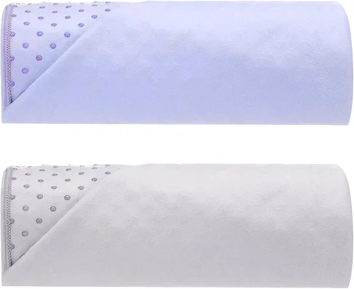 Miniatura 8 de Peryiter Pack de 2 toallas de yoga caliente de 72 x 24" con puntos de agarre, toallas de fibra adhesiva antideslizantes para yoga caliente, cubierta
