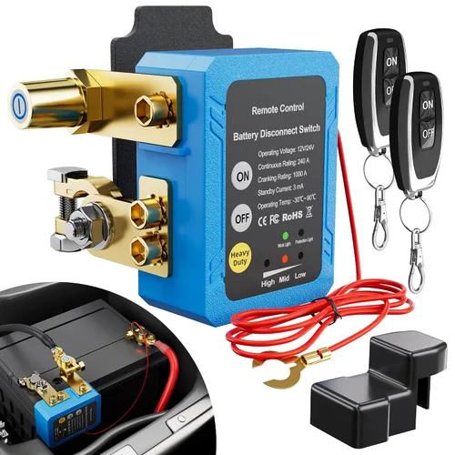 Miniatura 8 de RVBOATPAT Interruptor de apagado 12V 240A Interruptor de desconexión de batería remota Interruptor automático de apagado de energía Interruptores