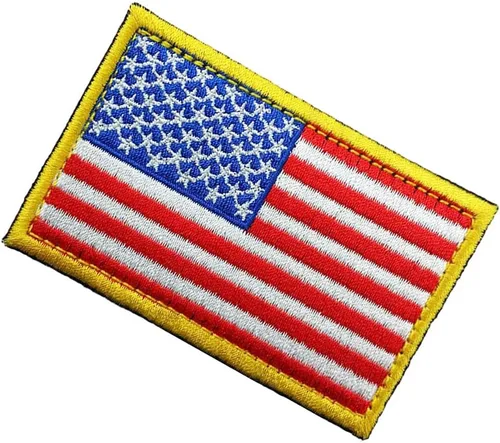 Miniatura 3 de Parche bordado táctico de la bandera estadounidense con borde dorado, emblema de uniforme militar de Estados Unidos de América, paquete de 2