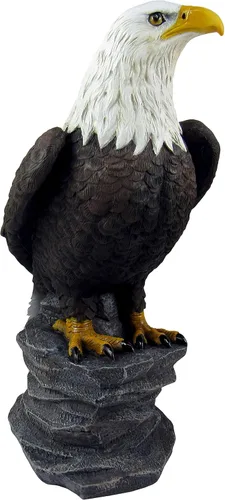 DWK - Libertad - Majestuosa Estatua de escritorio de águila calva americana sobre roca, escultura patriótica de Estados Unidos, librero de oficina,