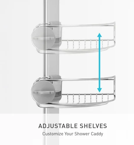 Miniatura 3 de simplehuman Carrito de ducha de poste de tensión de 8', acero inoxidable y aluminio anodizado