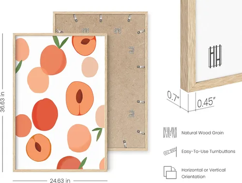 Miniatura 3 de HAUS AND HUES Fruit Art - Imagen de melocotón, decoración de pared de cocina, impresión de baño (marco beige, 24 x 36)