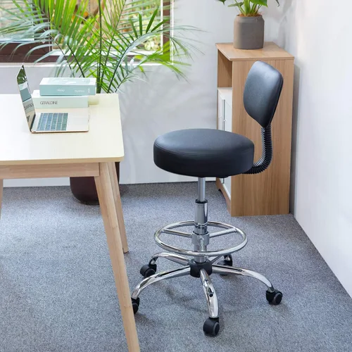 Miniatura 2 de KLASIKA Silla giratoria de dibujo con soporte trasero y reposapiés ajustable, silla de escritorio de oficina multiusos para bar, cocina, tienda