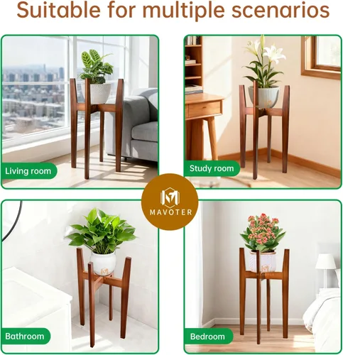 Miniatura 5 de MAVOTER - Soporte para plantas de 24" de altura, soportes de madera para plantas de interior, soporte de esquina para plantas de estilo moderno