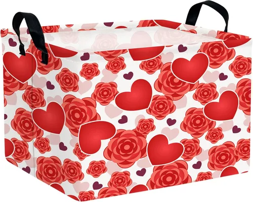 Miniatura 37 de Cesta de regalo de San Valentín, lindo corazón vacío, gran cesta de almacenamiento para decoración de habitación de niños y bebés (Amor de globo)