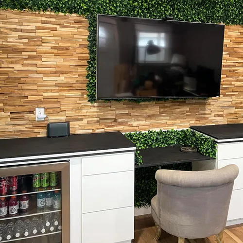 Miniatura 4 de Paneles de pared 3D de teca - Tablones de madera - Paneles de pared con acento de teca - Paneles de pared - Tablas de chapa en muro (12, natural)