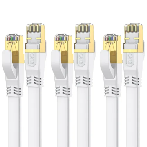 Miniatura 19 de Cable Ethernet Cat 8 de 10 pies, cable de red LAN de internet de alta velocidad para exteriores e interiores de servicio pesado, cable de conexión