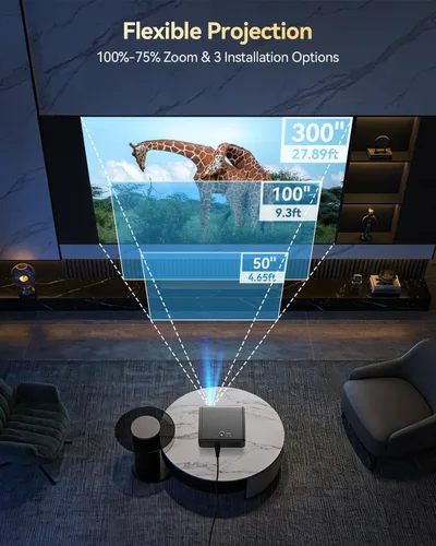 Miniatura 7 de Proyector de decodificación 800 ANSI 4K con WiFi y Bluetooth, proyector de películas antmap para exteriores con altavoz inmersivo de 5 W, pantalla
