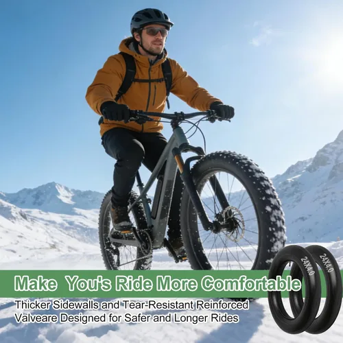 Miniatura 6 de 2 Pack of Fat Tire Bike Inner Tubes, 20/24/26 X4.0 Heavy Duty Bike Tube, Inner Tube with 32mm Schrader Valve for Snow Mountain Bike E-Bike