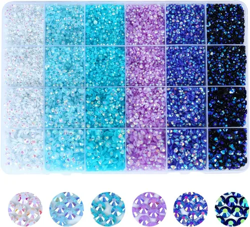 Miniatura 14 de Diamantes de imitación de resina con parte trasera plana, 21000 unidades de piedras preciosas de gelatina que no se calientan, 6