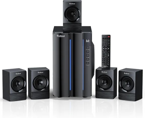Bobtot Sistema de sonido envolvente de cine en casa para TV, subwoofer de 6.5 pulgadas, 800 W, graves profundos de pico 5.1, altavoces satelitales