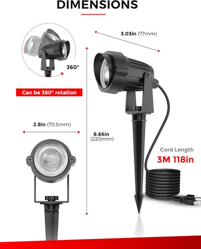 Miniatura 7 de L LOHAS LED Foco Navideño para Exterior, Luces Rojas para Patio, Encendido/Apagado Automático 5W 120V Iluminación de Paisaje para Casa