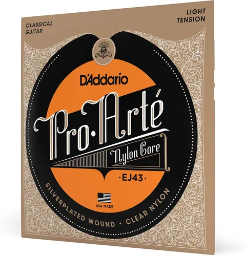 D'Addario Pro Arté Cuerdas de nailon para guitarra clásica, EJ43, tensión ligera, juego de 6 cuerdas, paquete de 1