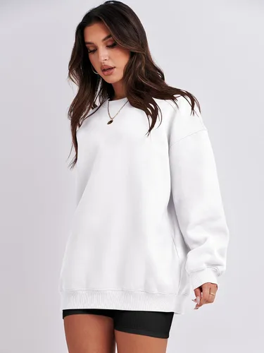 Miniatura 3 de ANRABESS Sudadera de gran tamaño para mujer, con cuello redondo, estilo Y2K, sudadera con capucha de forro polar, cómoda, camiseta informal, ropa