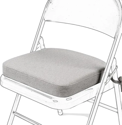 Miniatura 37 de SINOSSO Cojín de espuma viscoelástica para silla plegable, 1 unidad, almohadilla cuadrada gruesa de 2 pulgadas para silla de cocina con lazos, cojín