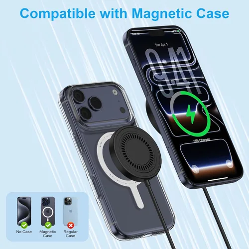 Miniatura 5 de Cargador inalámbrico magnético para Samsung Galaxy S26 Ultra S26+ S25 Ultra S25 FE/Edge S24FE S23 Z Flip/Fold7, Pixel 10 9A, estación de carga