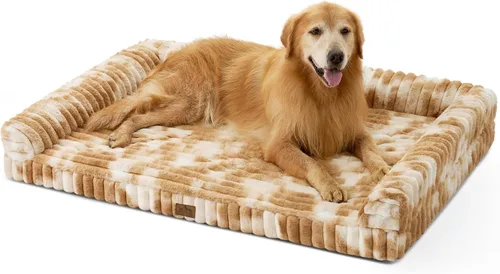 Miniatura 13 de COZY KISS Cama para perros pequeños de piel de conejo sintética, sofá ortopédico de espuma de 30 x 20 pulgadas con lados, funda extraíble lavable
