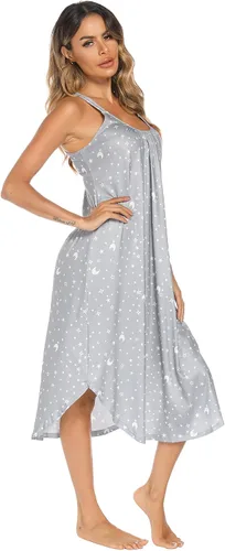 Miniatura 4 de Camisón largo sin mangas para mujer, con tirantes anchos, camisola suelta de verano