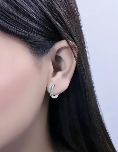 Miniatura 2 de Dazzlingrock Collection - Pendientes de aro pequeños de 0,18 quilates (14 quilates, oro blanco)