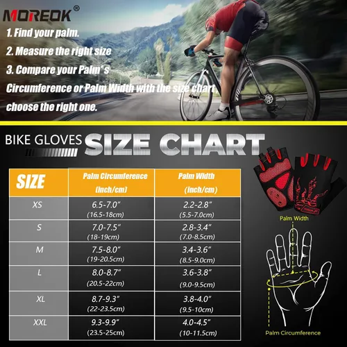 Miniatura 6 de MOREOK - Guantes para bicicleta de montaña (MTB) y ciclismo de descenso (DH), para hombres, de medio dedo, con almohadilla de gel que absorbe