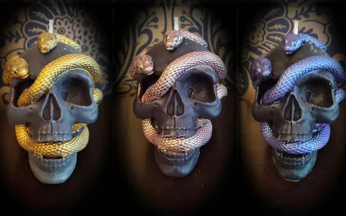 Miniatura 6 de Molde de jabón de vela de silicona con calavera de serpiente, moldes de caramelo de chocolate, moldes de arcilla de resina de yeso