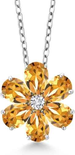 Miniatura 36 de Gem Stone King Collar de plata de ley 925 y oro amarillo de 10 quilates con piedra natal y diamantes cultivados en laboratorio, forma de pera
