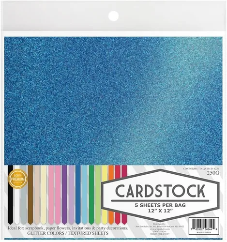 Miniatura 7 de Irdecent Glitter - Cartulina para manualidades, 13 opciones de color, 8.82 oz. 12 x 12 pulgadas, 5 hojas premium (canario)