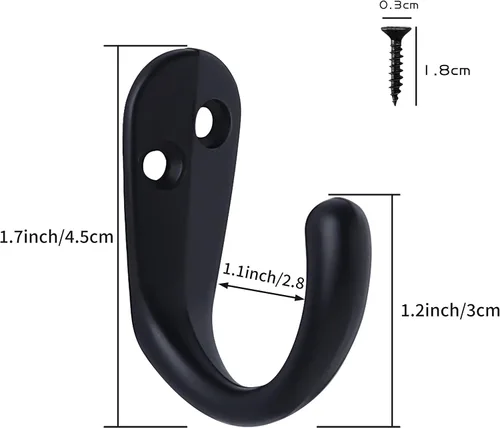 Miniatura 3 de IBosins 15 ganchos para abrigos montados en la pared, gancho único para batas para colgar toallas con 30 tornillos para bolsos, sombrero, gorra