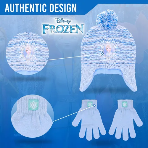 Miniatura 5 de Disney Frozen - Gorro de invierno para niñas y niños pequeños y guantes de nieve para niños Elsa y Anna con guantes de nieve