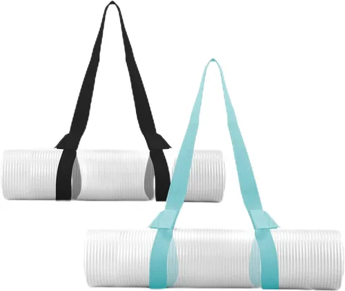Paquete de 2 correas para esterilla de yoga para llevar, soporte para esterilla de yoga, arnés ajustable para esterilla de yoga Negro + Turquesa