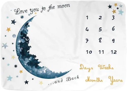 Miniatura 2 de Blue Moon - Manta mensual para niño y niña, manta de fotos para bebé (40 x 60 pulgadas)