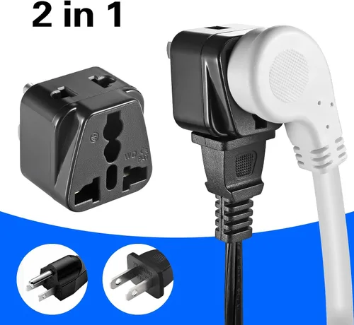 Miniatura 2 de Paquete de 2 adaptadores de enchufe de viaje de EE. UU., UE/Reino Unido/AU/in/CN/JP/Asia/Italia/Brasil a Estados Unidos (tipo B), enchufe de pared