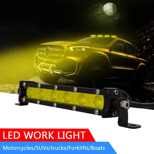 Miniatura 8 de AUXTINGS 2 x 7 pulgadas 30 W amarillo ámbar de una sola fila LED barra de luz 3000 K perfil bajo ultra delgado mini haz de inundación LED