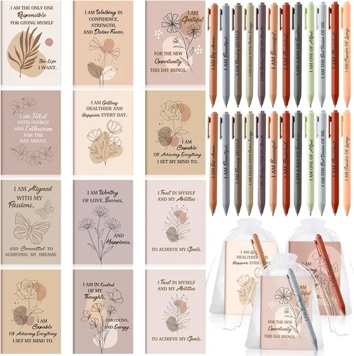 Miniatura 14 de Mooliwe Conjunto de Regalo de Afirmación Positiva de 24 Juegos/48 Piezas, Cuadernos de Gratitud con Bolígrafos, Bolsas Pequeñas, Blocs de Notas