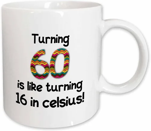Miniatura 8 de 3dRose 60 Is Like Turning 16 In Celsius-Humorous 60 Birthday Gift - Taza de dos tonos, 11 onzas, color negro