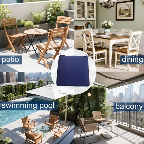 Miniatura 6 de Cojines para sillas de exterior de 19 x 19 pulgadas, impermeables, para muebles de patio, jardín, sofá con cremallera y correas ajustables, juego