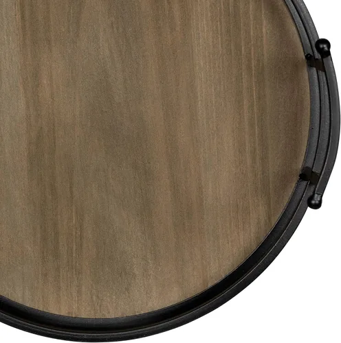 Miniatura 3 de Stratton Home Decor Bandeja redonda de metal y madera Bandeja decorativa de mesa de café de madera para superficies de mesa vacías Bandeja