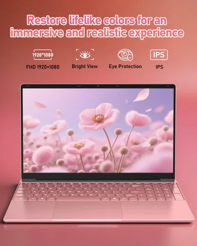Miniatura 3 de Laptop Estudiantil FHD de 15.6" Rosa, 16GB DDR4 RAM 512GB PCIe SSD, Computadora Portátil con Teclado Retroiluminado, Apertura de 180°, Lector