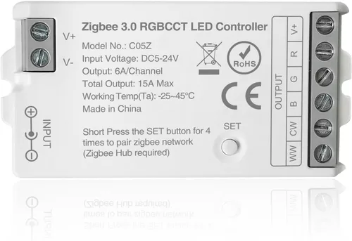 Miniatura 11 de ZigBee - Controlador LED 3.0 C02Z CCT Dual Blanco LED Tira de luz regulable compatible con Echo Plus Home-kit Zigbee Hub Bridge requiere DC5-24V
