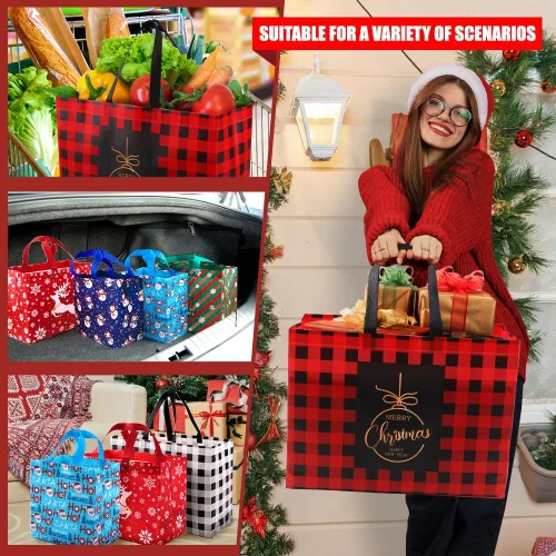 Miniatura 4 de DULEFUN 20 piezas de bolsas de regalo de Navidad, bolsa de regalo de Navidad no tejida reutilizable grande, mediana, pequeña, bolsas de compras