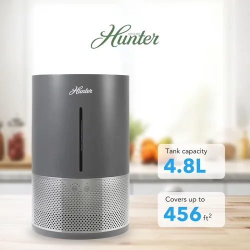 Miniatura 8 de HHE150 Hunter Aspire 4.8L Humidificador evaporativo con filtro PermaWick (4.8L) – Elimina contaminantes y polvo blanco para limpiar la niebla