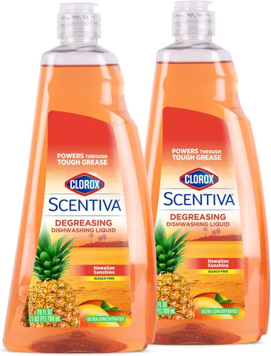 Miniatura 8 de Clorox Scentiva - Jabón líquido para platos, aroma Hawaiian Sunshine, detergente ultraconcentrado para lavar platos que corta la grasa y aborda