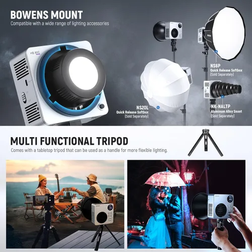 Miniatura 6 de NEEWER HB80C RGBWW - Luz de video LED con batería integrada de 72 Wh y carga rápida PD de 100 W, iluminación de salida continua COB Mini RGB de 80